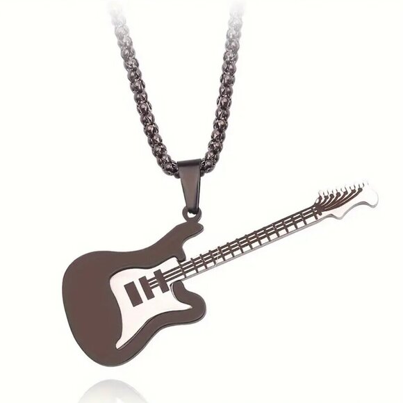 Black Electric Guitar Necklace #621 - Picture 1 of 7